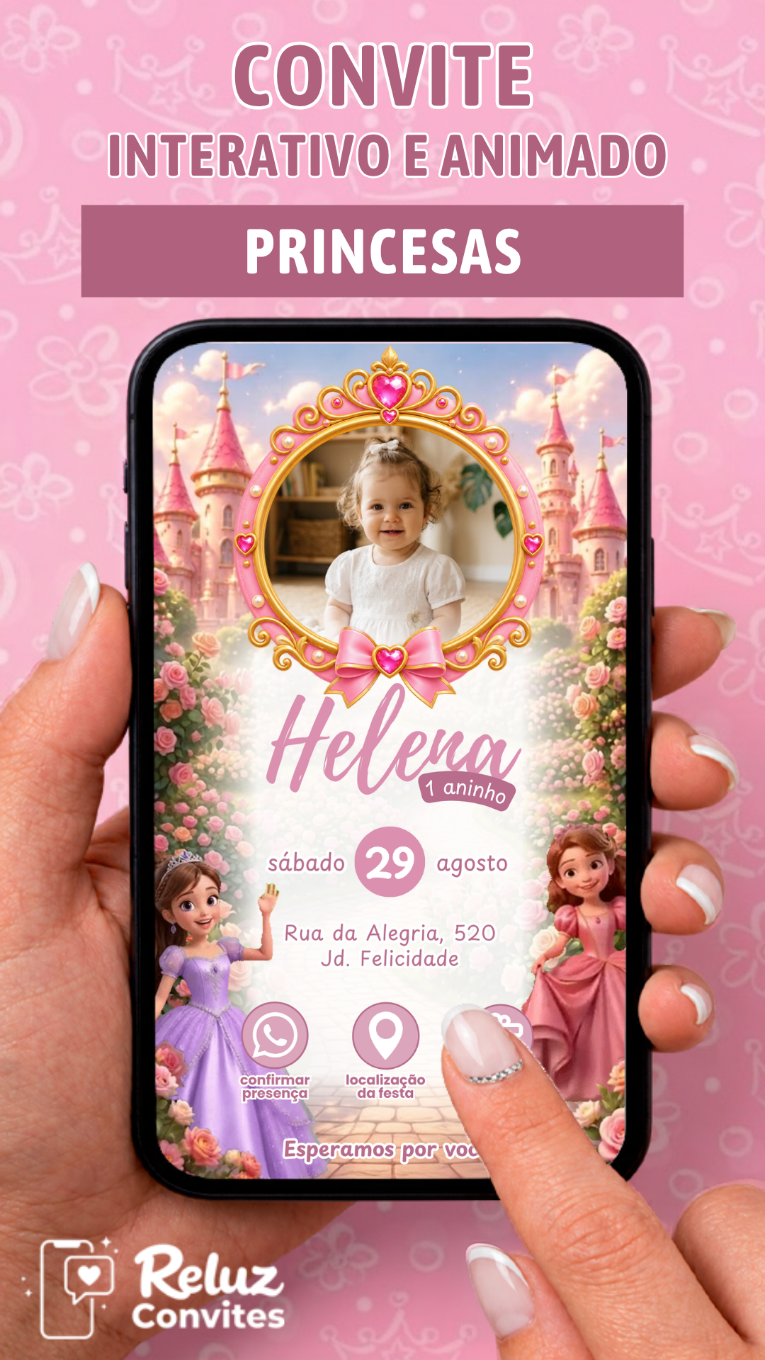 Convite Animado e Interativo Princesas