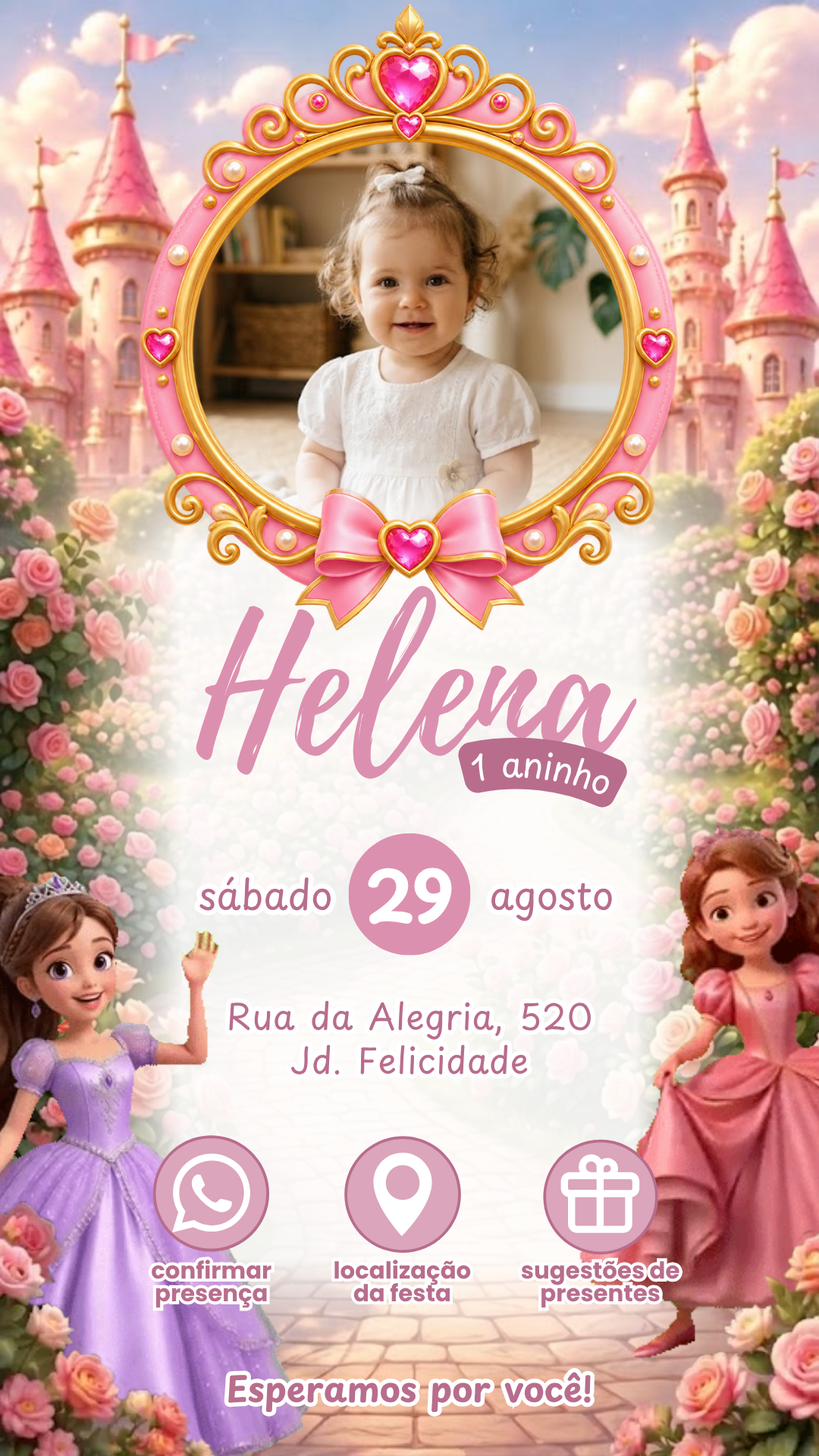 Convite Animado e Interativo Aniversário Princesas